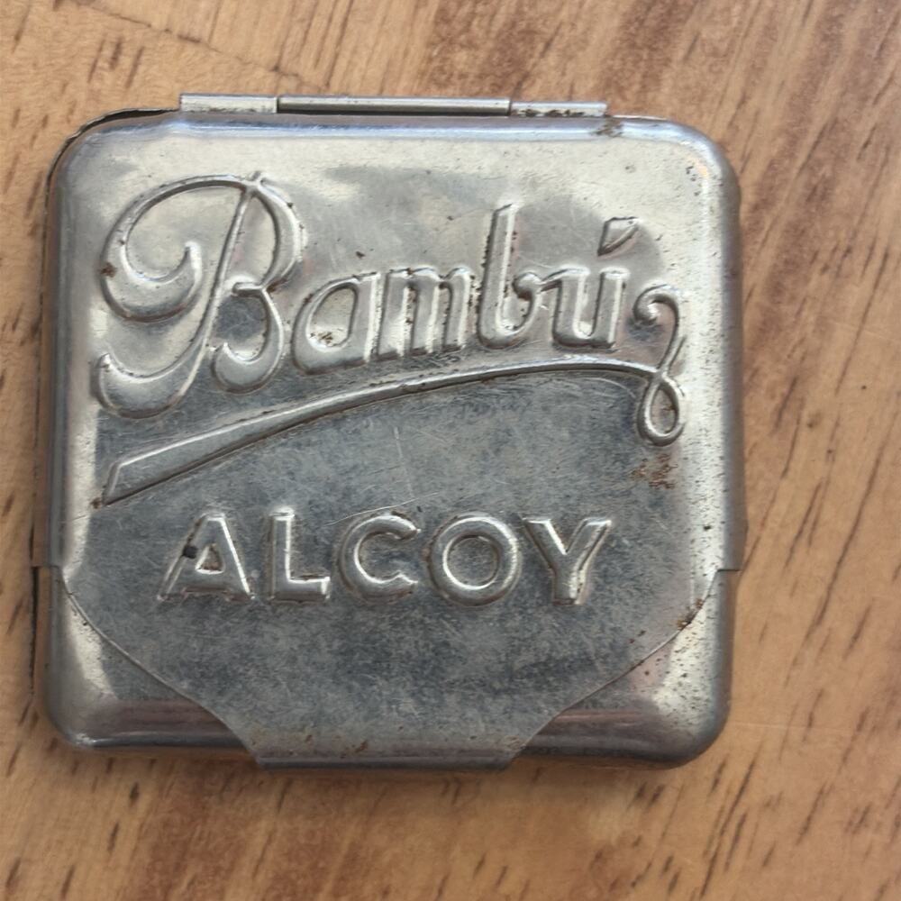 Vintage Bambú Alcoy Rolling Paper Holder Case Made In Spain Silver Tone Metal